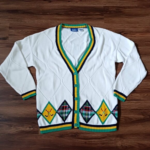 Vintage EP Pro Sweater Cardigan Womens Small Ribbed V-Neck Preppy Golf Outdoor - Picture 1 of 5